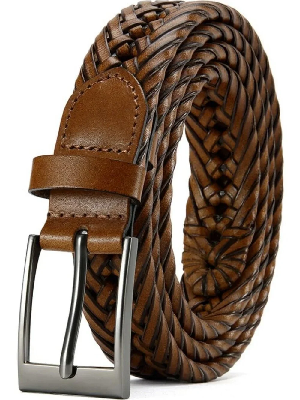 Braided Leather Dress Belt for Men | Woven Casual Belts for Jeans & Golf Gifts